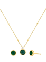 John Lewis LARNAUTI Onyx Pendant Necklace and Earrings Set in Gold and Green- Buy online at McGrocer