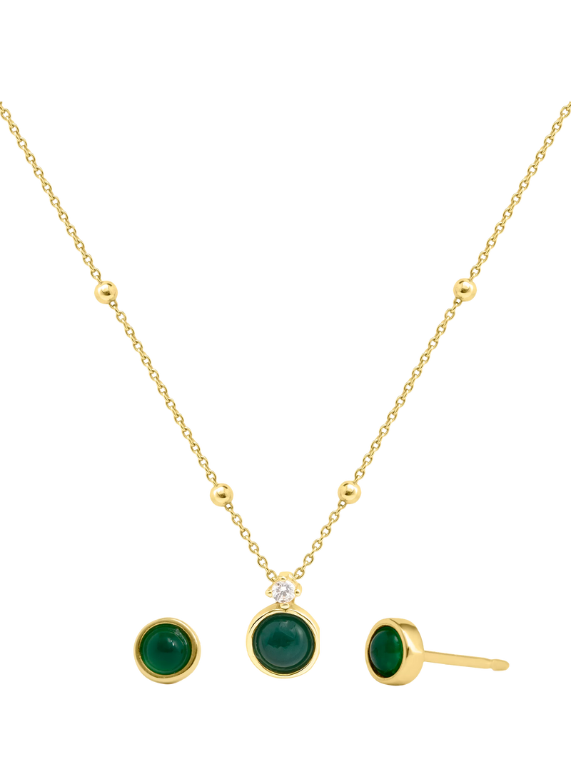 LARNAUTI gold plated onyx jewellery set - British product