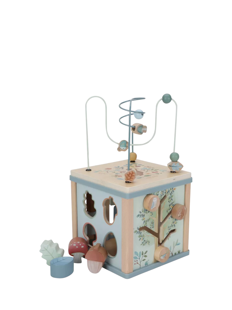 Forest Themed Activity Cube with Shape Sorter and Bead Maze Toy