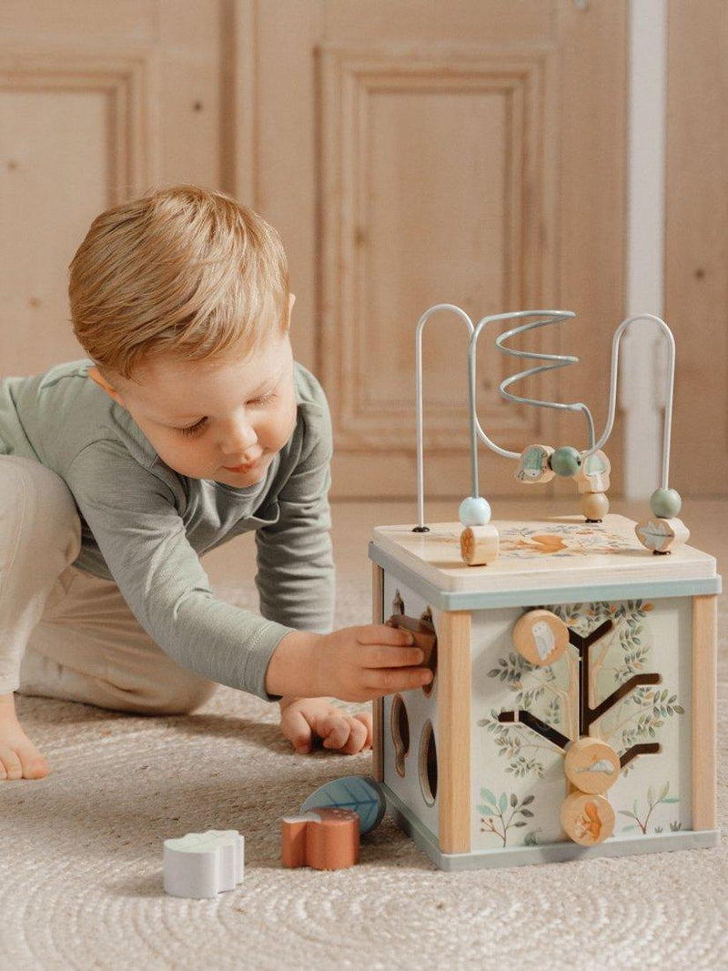 Forest Themed Activity Cube with Shape Sorter and Bead Maze Toy