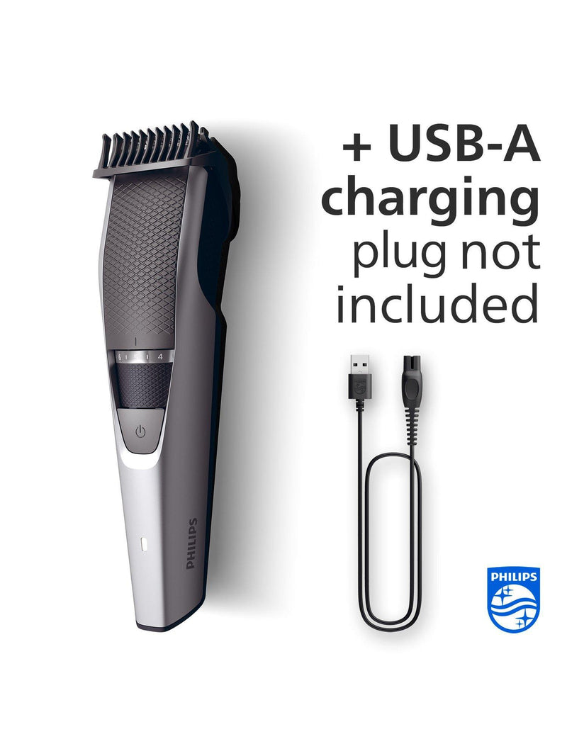 Philips beard trimmer with self-sharpening blades and lift and trim technology, imported from the UK