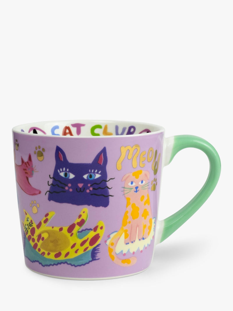 Ceramic Mug with Cat Illustrations, 300ml, Microwave and Dishwasher Safe, Gift Box Included