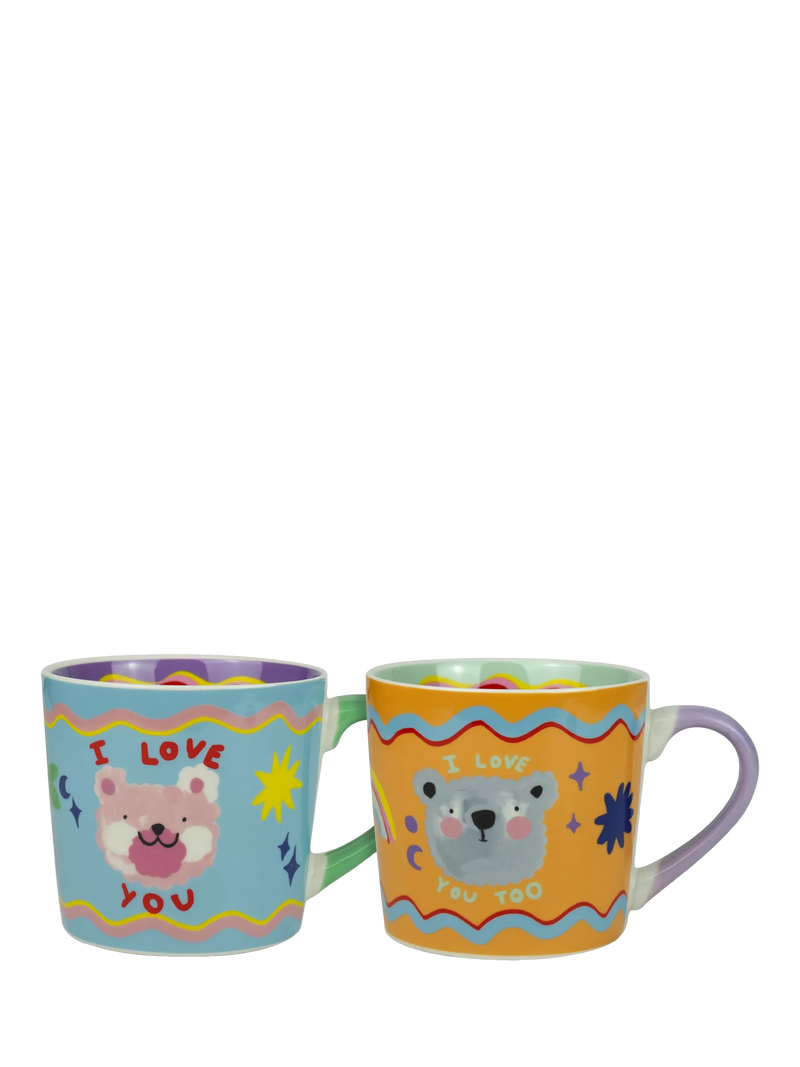 Eleanor Bowmer Teddy Bear New Bone China Mugs, Set of 2, 300ml
