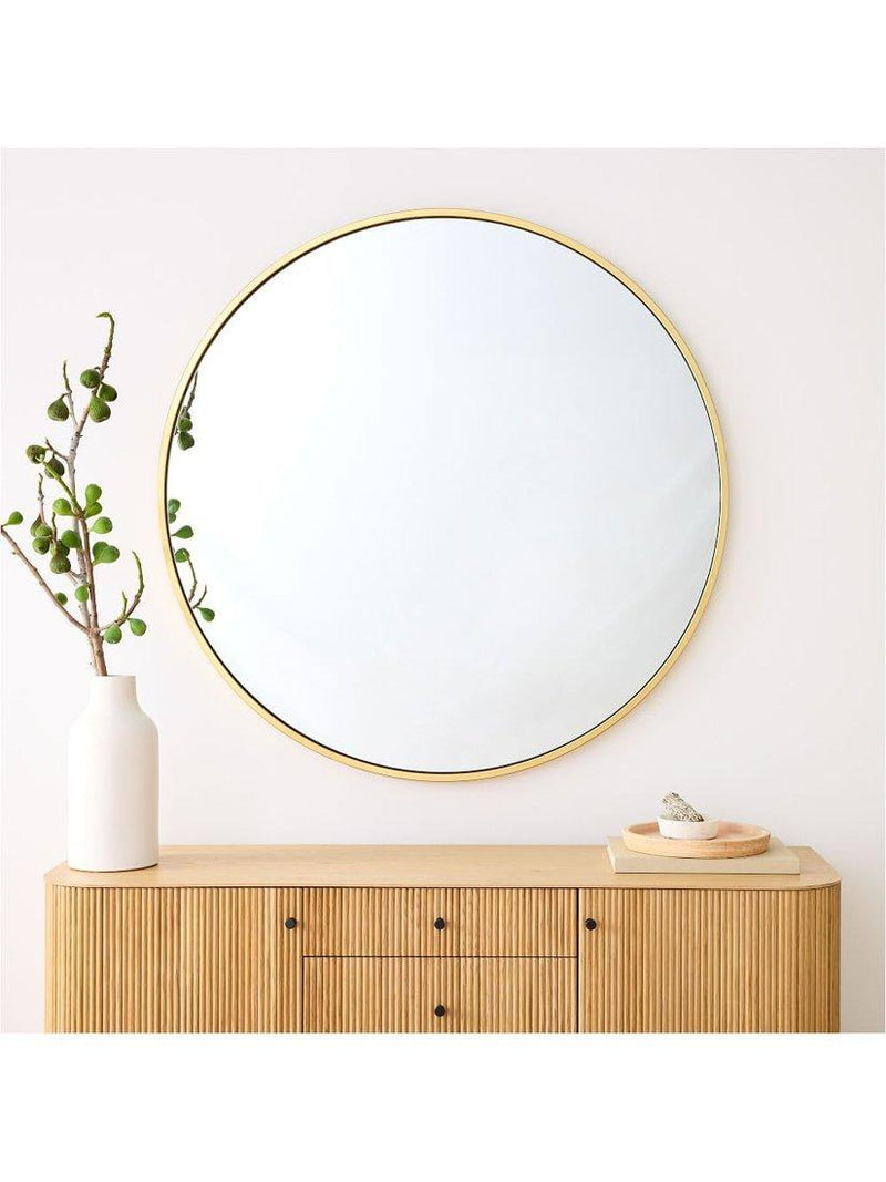 West Elm oversized round mirror 122cm antique brass (British brand)