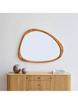 John Lewis West Elm Mid Century Asymmetrical Acacia Wood Wall Mirror, Acorn Finish, 103 x 129cm- Buy online at McGrocer