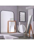 West Elm wavy wall mirror mango wood black 120x89cm, imported from the UK