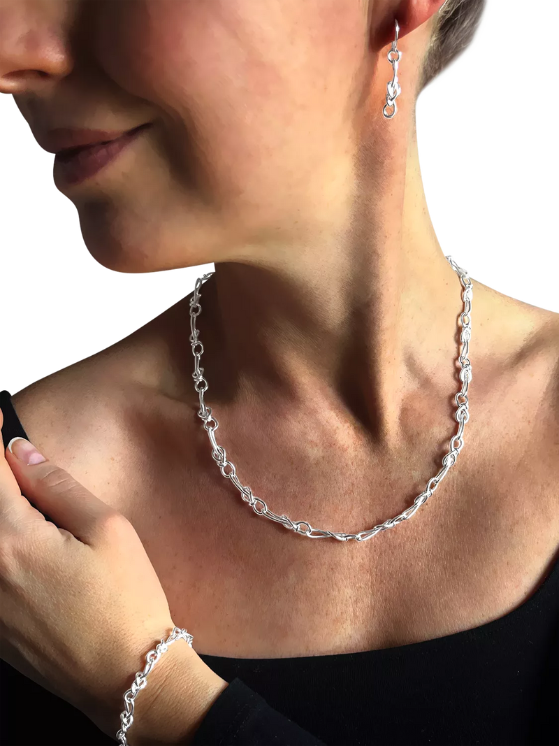 Nina B Bowline Link Bracelet Sterling Silver 20cm - British product