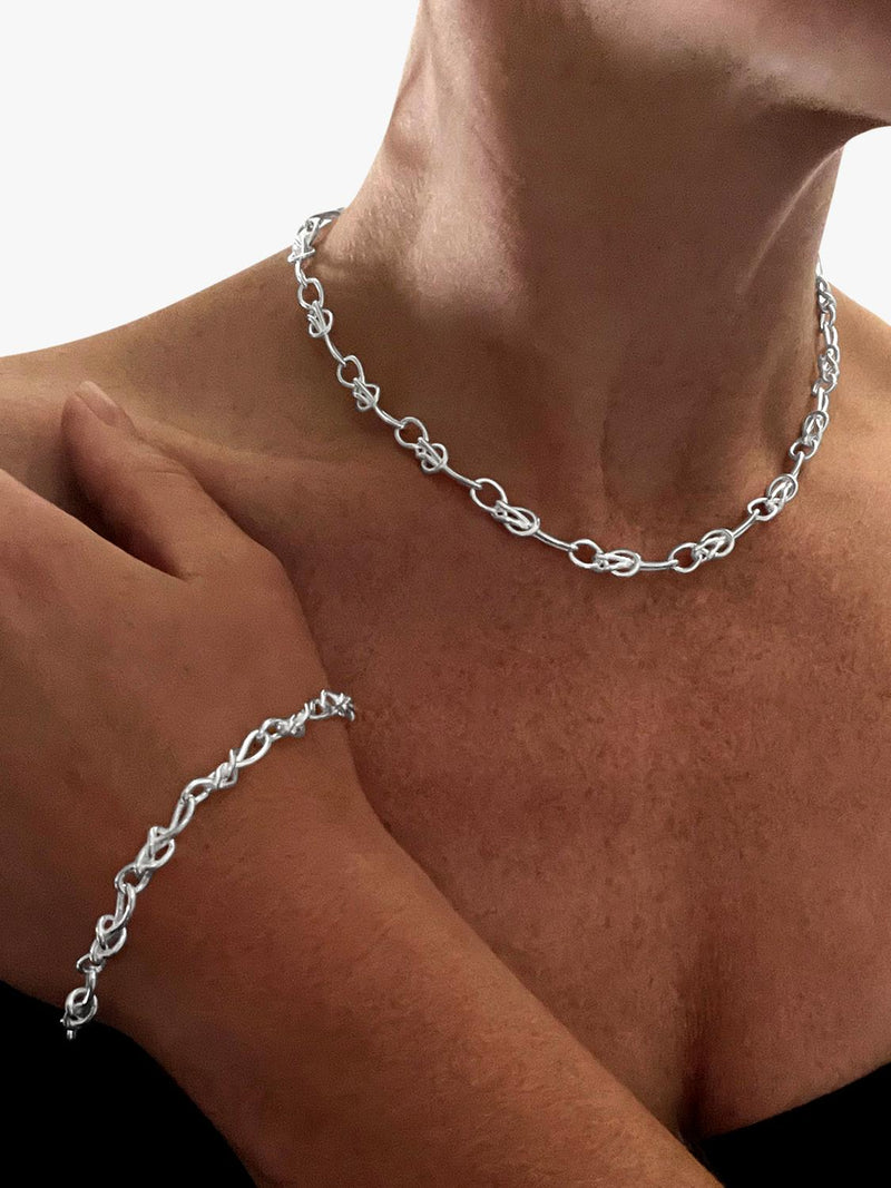 Nina B Bowline Link Bracelet Sterling Silver 20cm - British product
