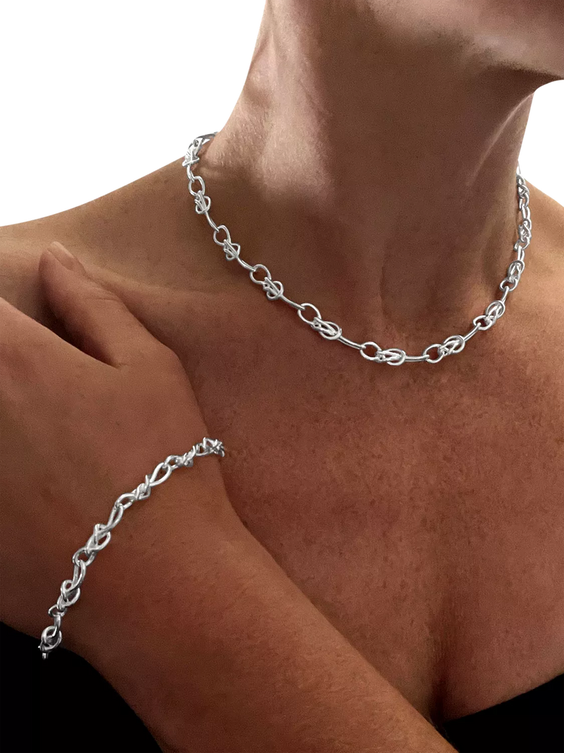 Nina B Bowline Link Bracelet Sterling Silver 20cm - British product