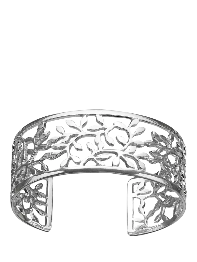 Nina B sterling silver cut out leaves cuff bangle (British brand)