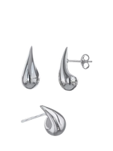 John Lewis Nina B Domed Teardrop Stud Earrings Silver- Buy online at McGrocer