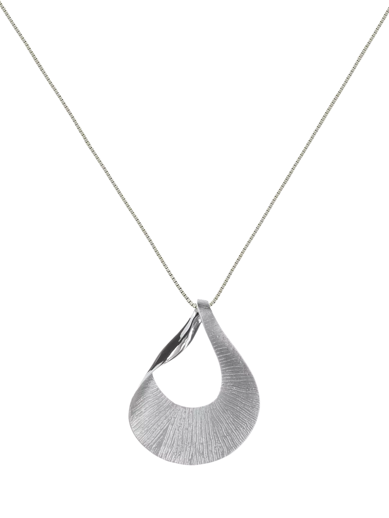 Nina B fluted curved pendant necklace silver (British brand)