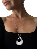 Nina B fluted curved pendant necklace silver (British brand)