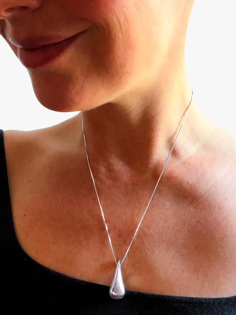 Nina B teardrop pendant necklace in silver, UK version
