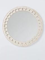 John Lewis John Lewis Rajasthan Carved Wood Round Wall Mirror, White, 65cm- Buy online at McGrocer