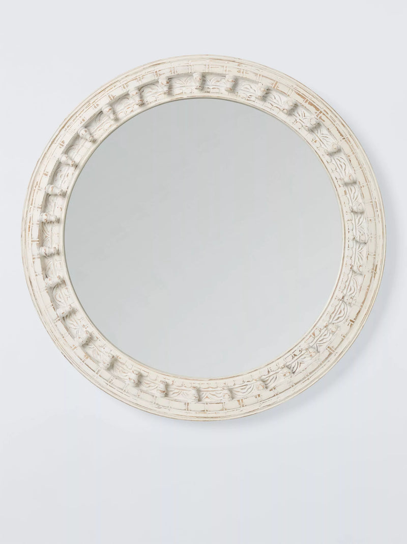 John Lewis carved mango wood wall mirror 65cm (British brand)
