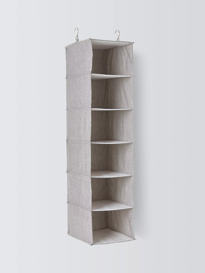 John Lewis polyester hanging shelves 6 compartments mid grey (British brand)