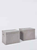 John Lewis John Lewis Collapsible Lidded Storage Boxes, Set of 2, Grey- Buy online at McGrocer