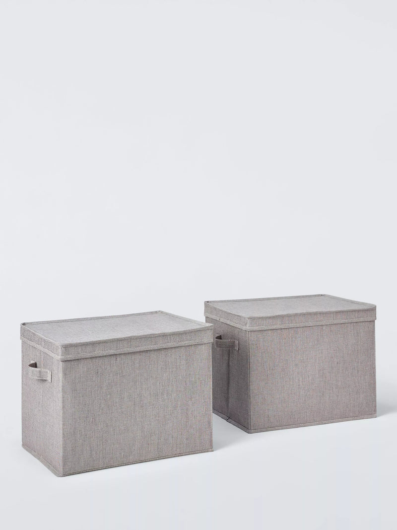 John Lewis collapsible lidded storage box set of 2 grey - British product