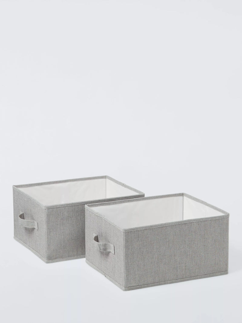 John Lewis storage boxes set of 2 mid grey, imported from the UK