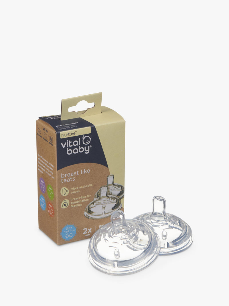 Vital Baby medium flow breast-like teats pack of 2 (British brand)
