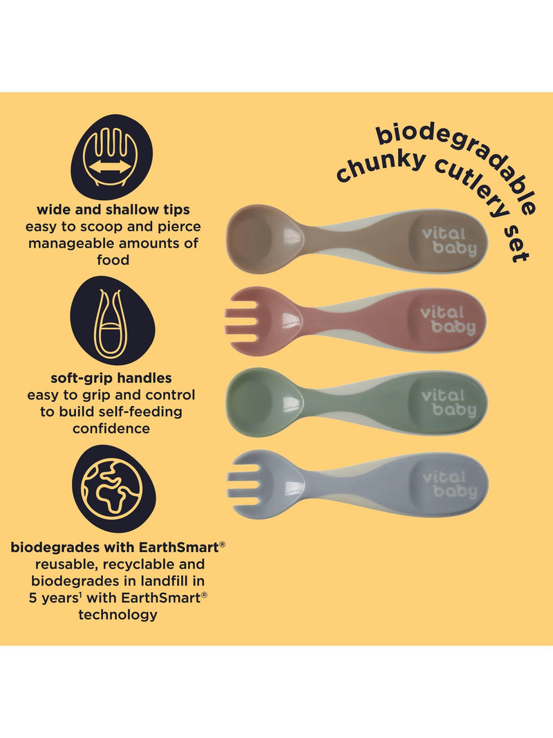 Vital Baby chunky cutlery set for babies, pack of 4 (British brand)