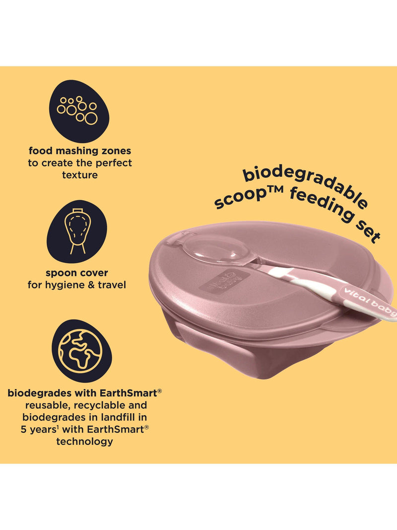Vital Baby scoop feeding set with spoon and lid, pack of 2 (British brand)