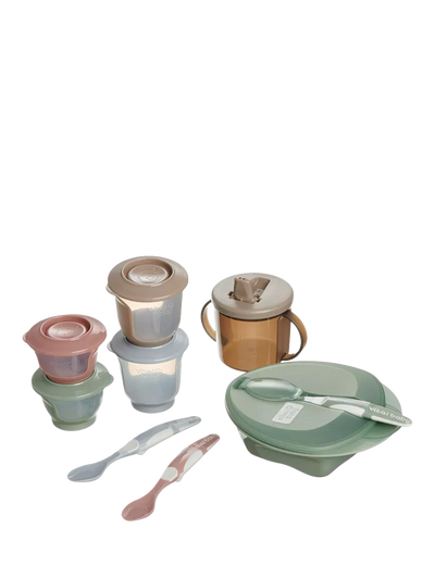 John Lewis Complete Weaning Kit with Spoons, Bowl, Storage Pots, Bib, and Cup- Buy online at McGrocer