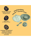 Vital Baby suction bowl in Natural Moss with chunky spoon and lid (British brand)
