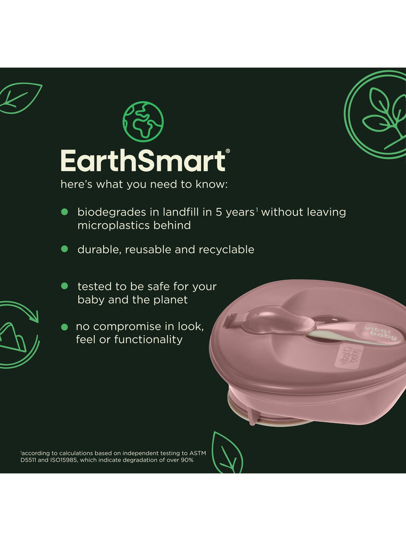 Vital Baby power suction bowl in natural berry for toddler feeding (British brand)