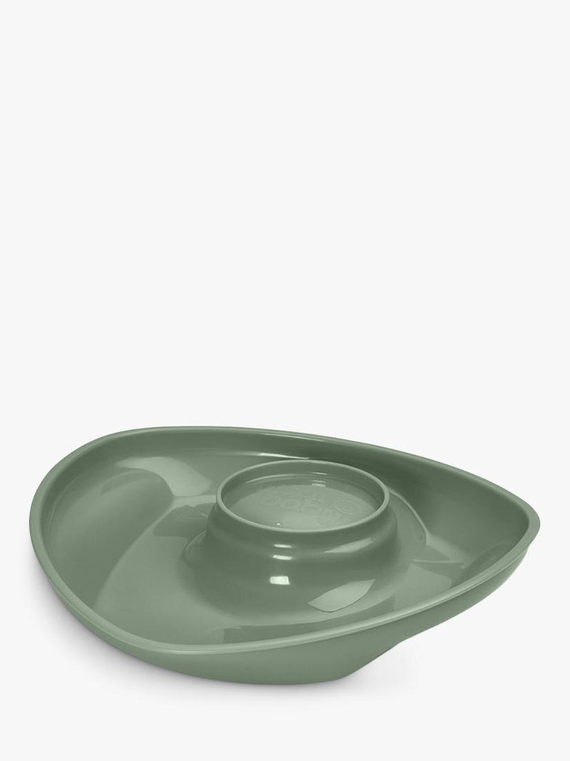Vital Baby suction plate with integrated sauce pot in natural moss color (British brand)