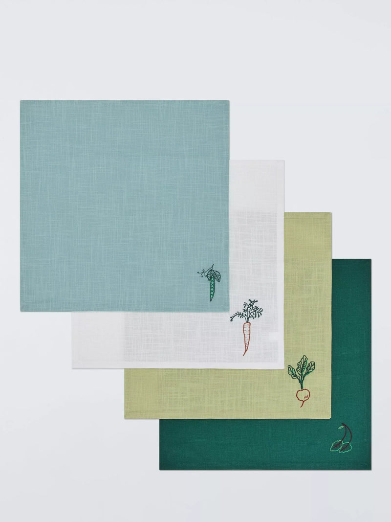 John Lewis X Deliciously Ella embroidered cotton napkins set of 4 (British brand)