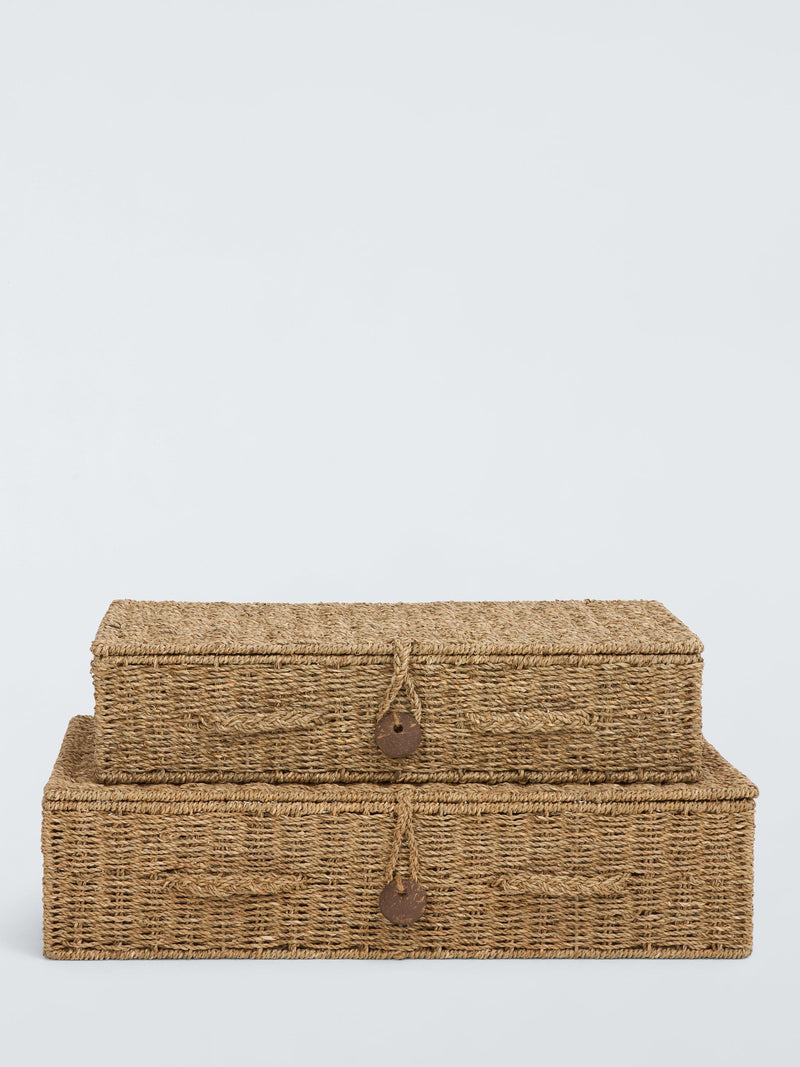 John Lewis seagrass lidded nesting baskets set of 2 natural - British product
