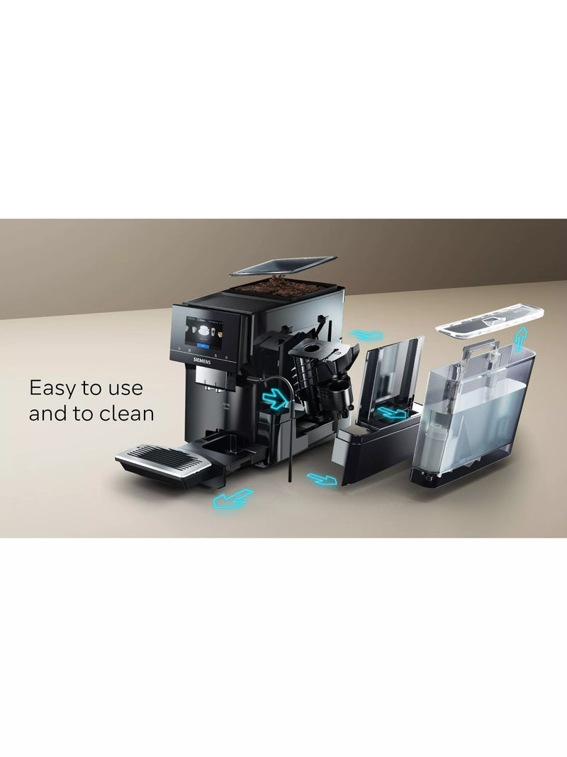 Siemens EQ700 fully automatic bean to cup coffee machine, black (British brand)