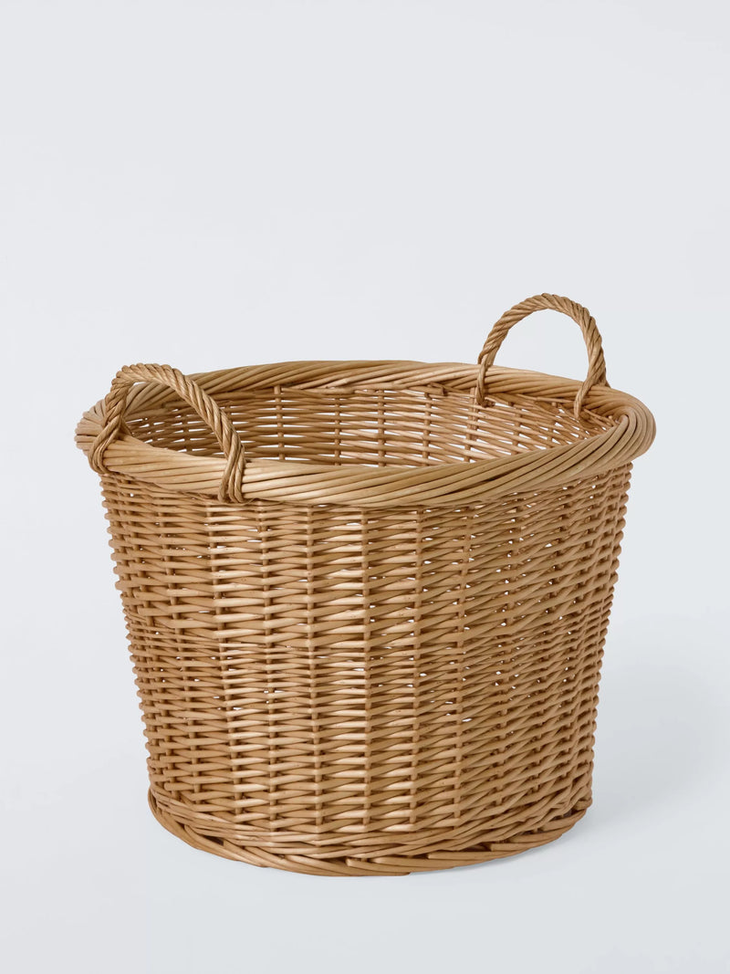 John Lewis woven willow round log basket light natural - British product