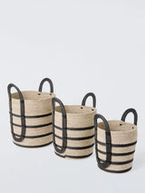 John Lewis John Lewis Maize Storage Basket Set of 3, Natural/Black- Buy online at McGrocer