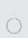 Jon Richard Crystal Multi Row Choker - Silver