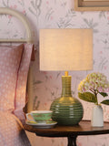 Laura Ashley Padley green glazed ceramic table lamp, imported from the UK