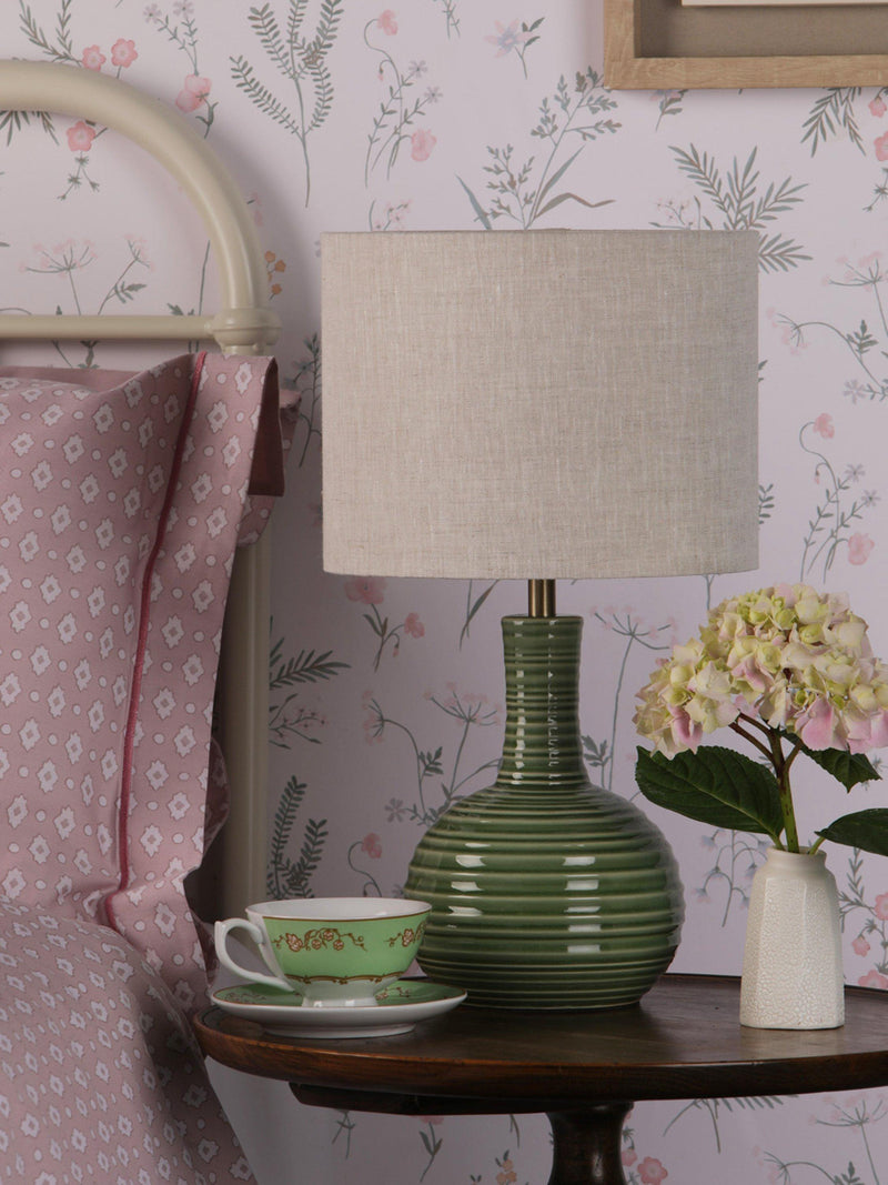 Laura Ashley Padley green glazed ceramic table lamp, imported from the UK