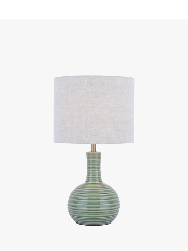 Laura Ashley Padley green glazed ceramic table lamp, imported from the UK