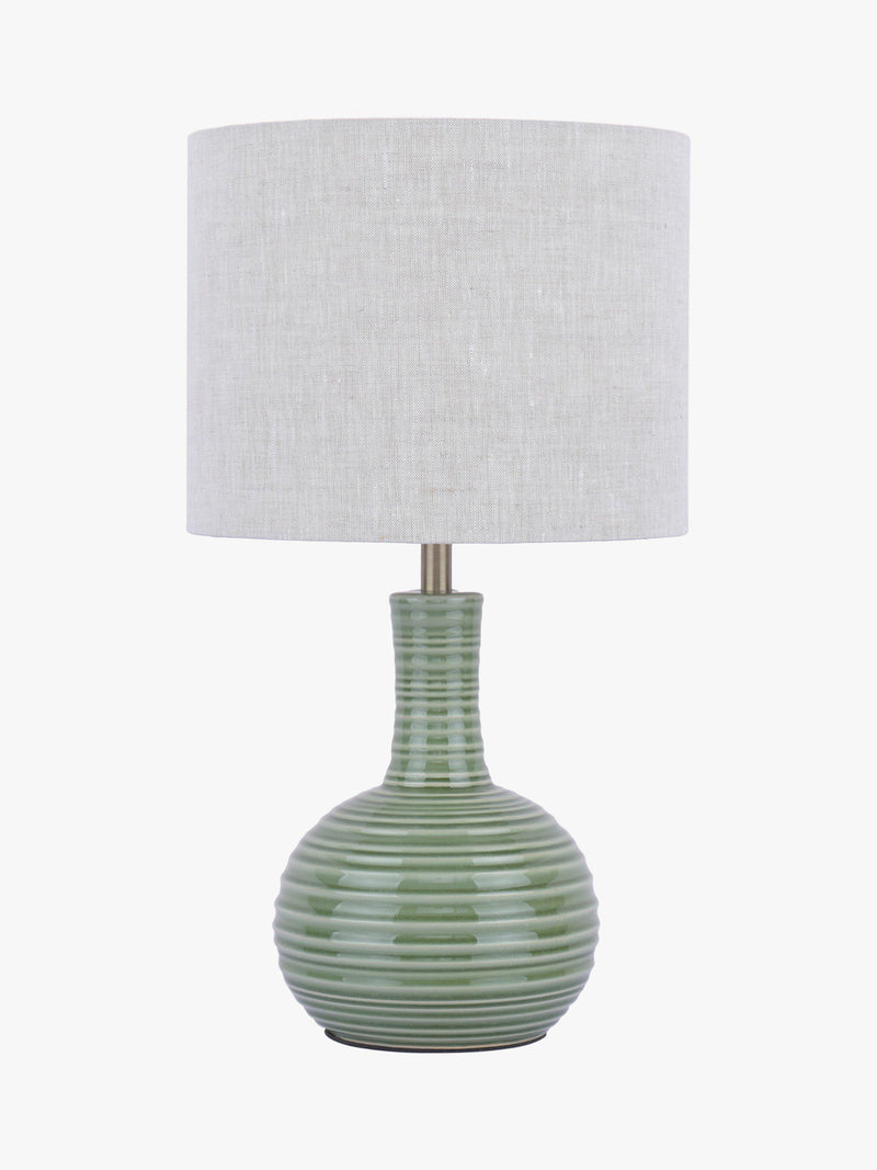 Laura Ashley Padley green glazed ceramic table lamp, imported from the UK