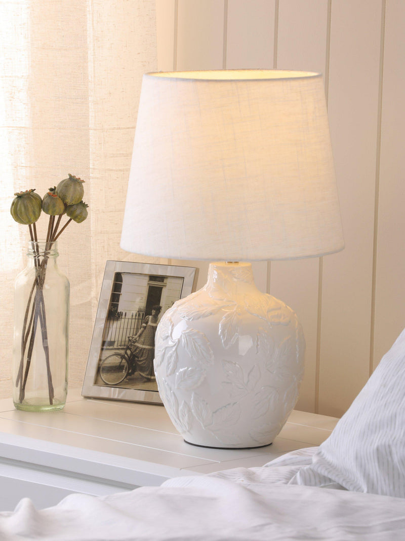 Laura Ashley Redhall ceramic table lamp white, imported from the UK