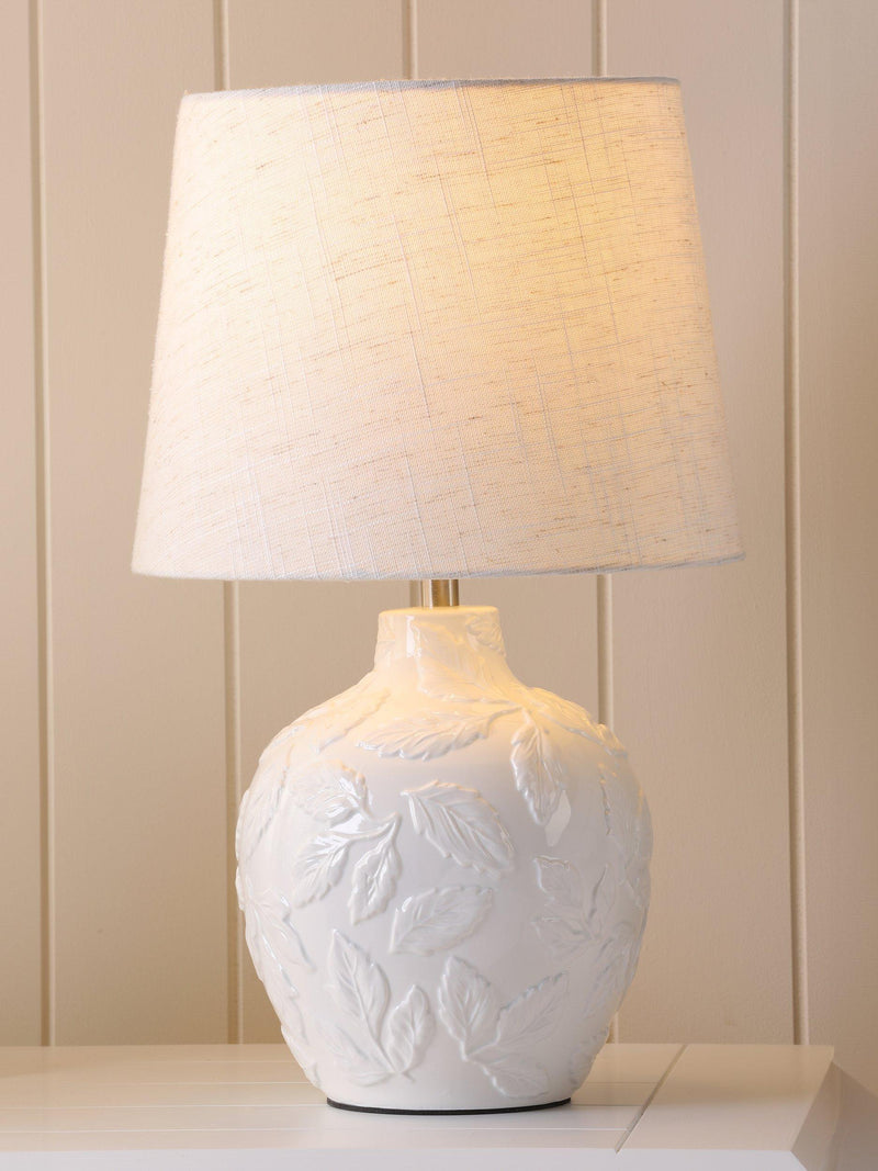 Laura Ashley Redhall ceramic table lamp white, imported from the UK