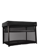 John Lewis Portable Travel Cot with One-Touch Fold, Ventilated Mesh, and Organic Cotton Sheet, Caviar- Buy online at McGrocer