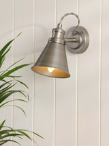 John Lewis Laura Ashley Rufus Single Wall Light, Nickel- Buy online at McGrocer