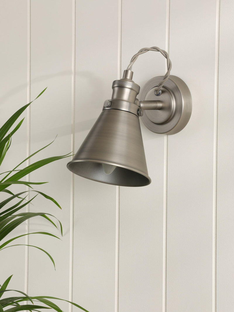Laura Ashley Rufus single wall light Nickel, UK version