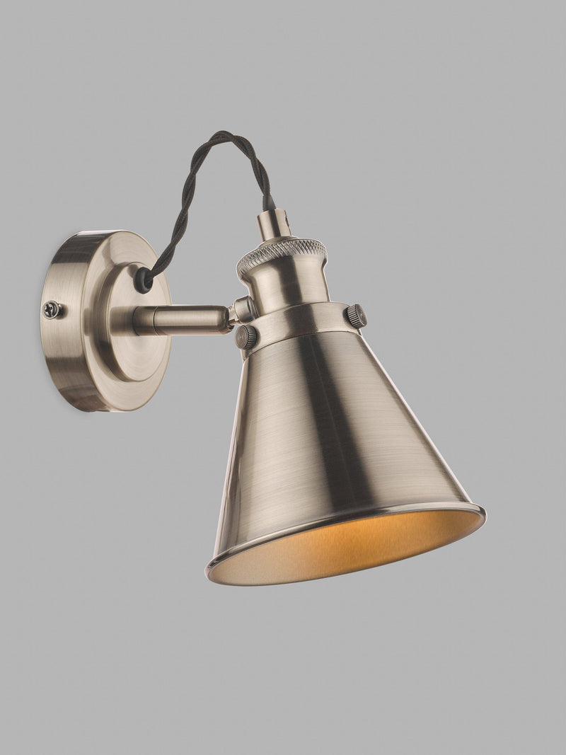 Laura Ashley Rufus single wall light Nickel, UK version
