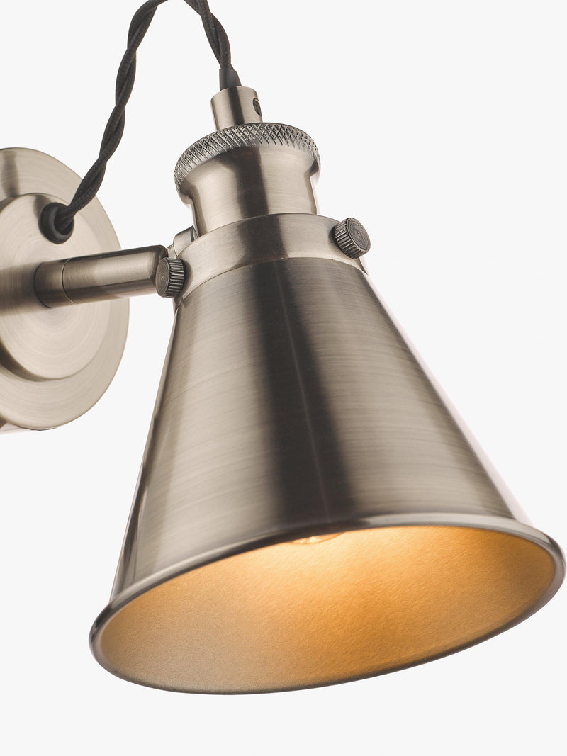Laura Ashley Rufus single wall light Nickel, UK version