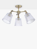 Laura Ashley Callaghan semi-flush ceiling light clear fluted glass antique brass, imported from the UK