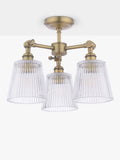 Laura Ashley Callaghan semi-flush ceiling light clear fluted glass antique brass, imported from the UK